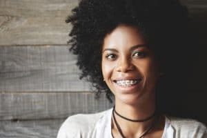 Adult African American woman in braces